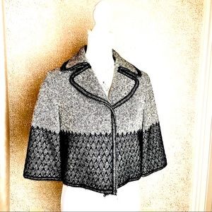 Andrew Gn black white tweed short wool jacket